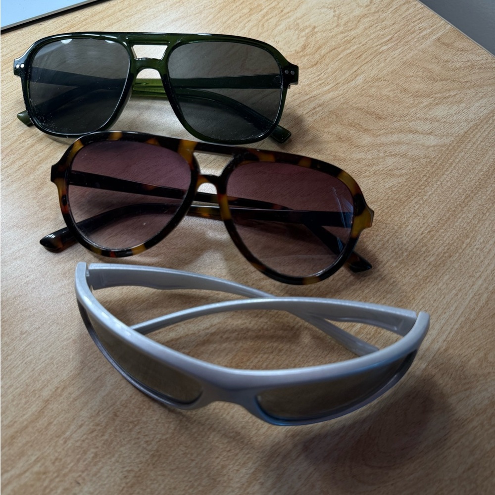 Stylish Men's Sunglasses Set - Green, Tortoise, White